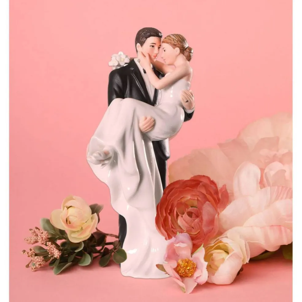 Groom Holding Bride Traditional Cake Topper Figurine