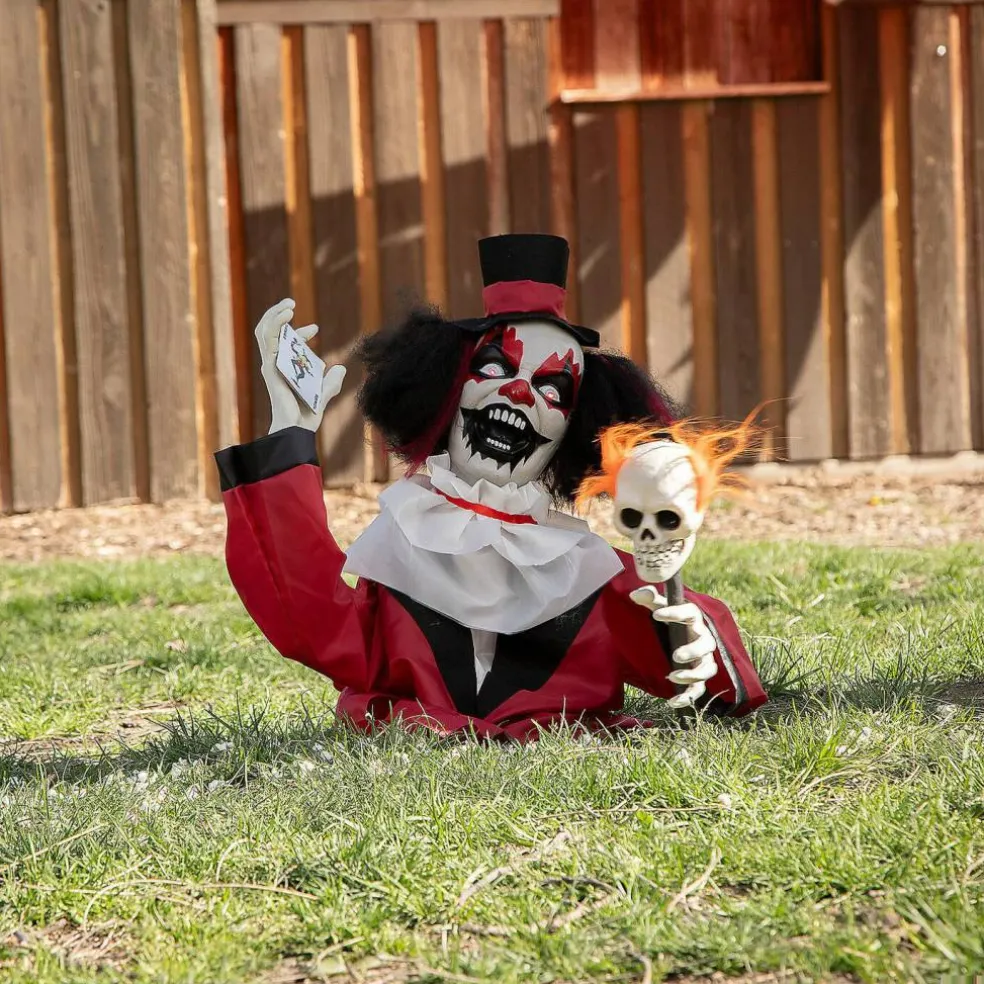 Groundbreaker Animated Clown Halloween Decoration 19 1/2 Inch