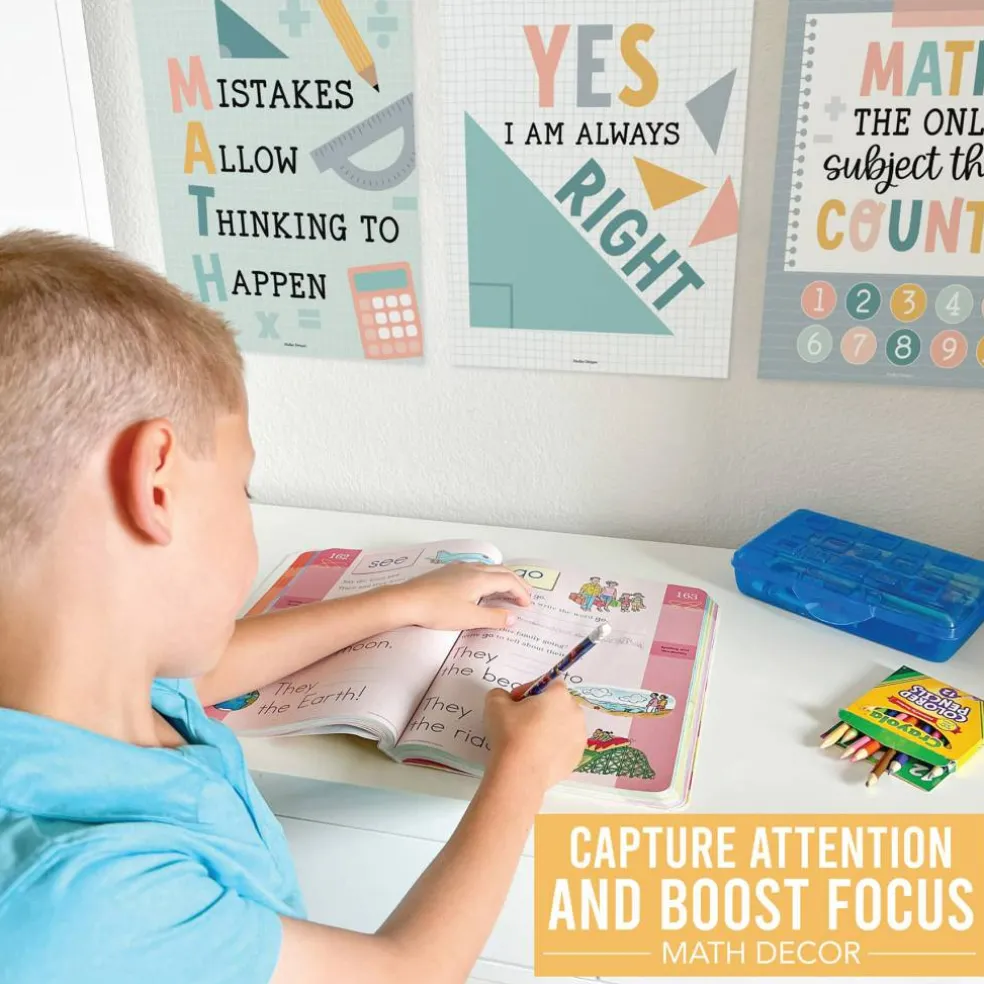 Hadley Designs 11" x 14" Boho Math Bulletin Board Classroom Décor Posters Set