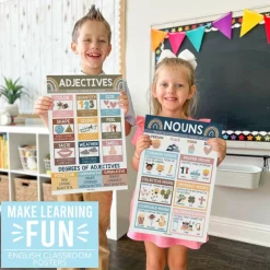 Hadley Designs 11" x 17" Boho Parts of Speech Language Arts and Grammar Laminated Posters Set
