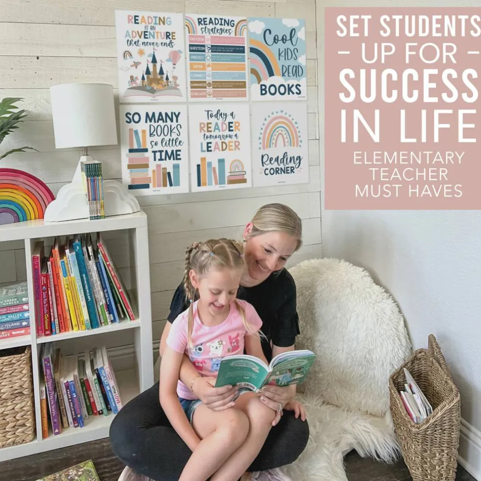 Hadley Designs 11" x 14" Boho Reading Posters for Classroom Library Décor Set