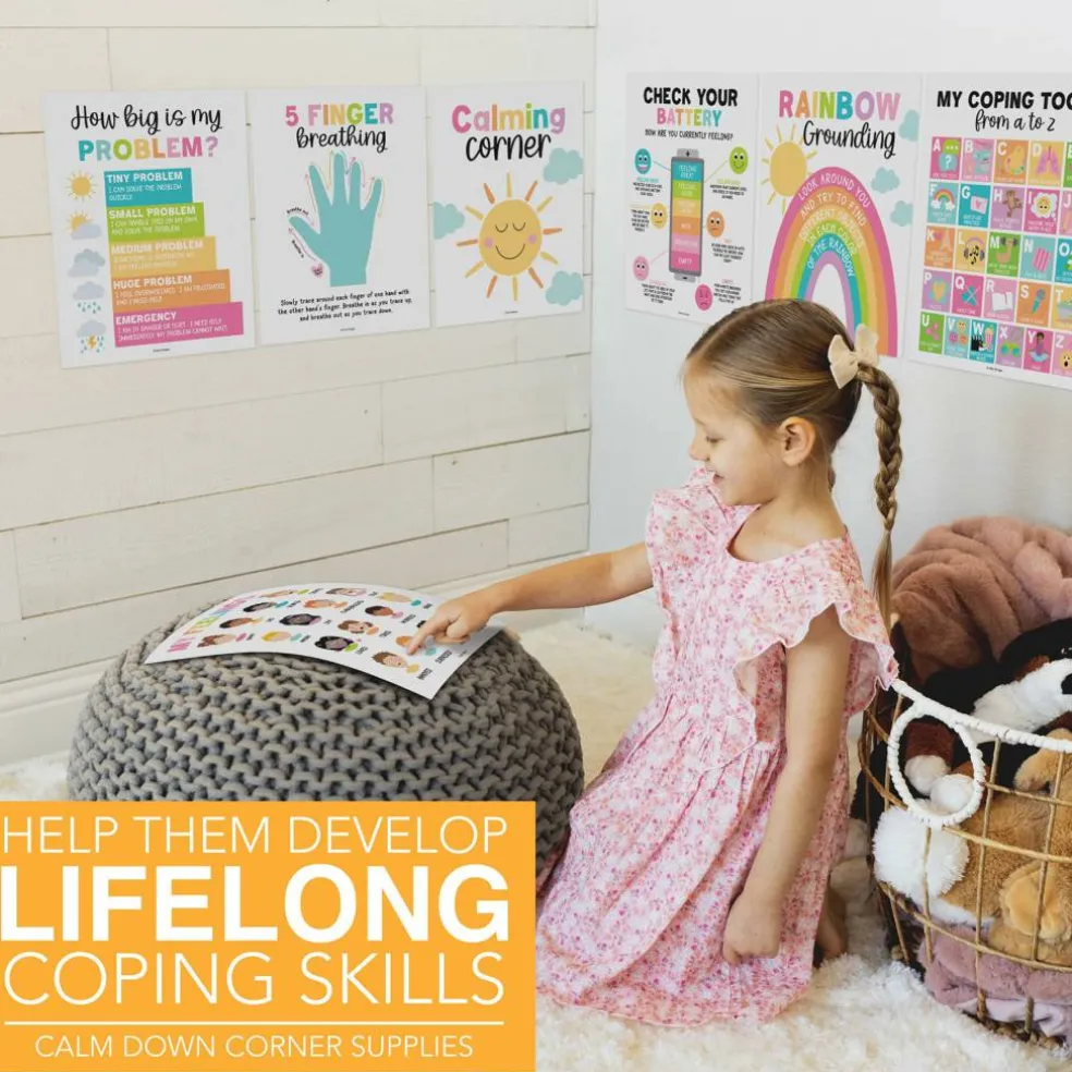 Hadley Designs 11" x 14" Colorful Calming Corner and Feelings Chart Posters Set