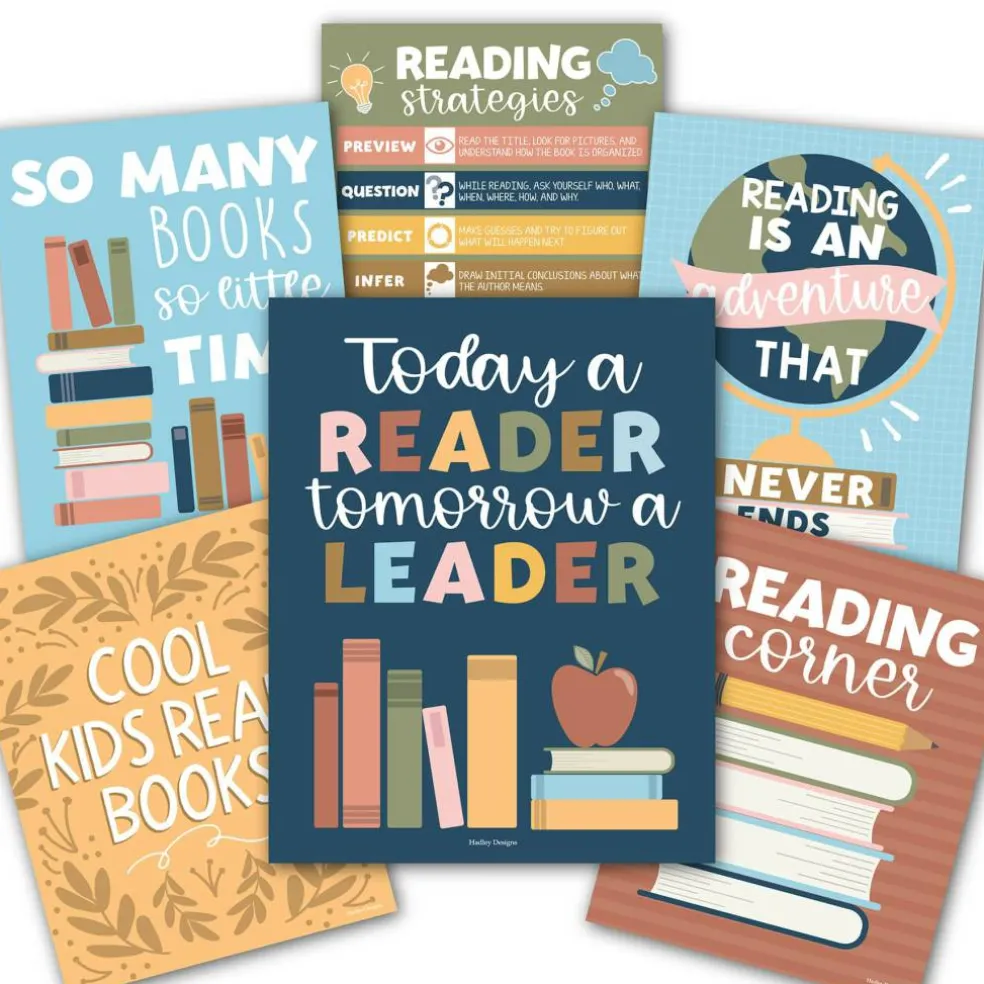 Hadley Designs 11" x 14" Colorful Pastel Reading Posters Set