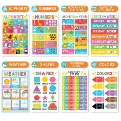 Hadley Designs 11" x 17" Colorful Preschool Educational Laminated Posters for Toddlers Set