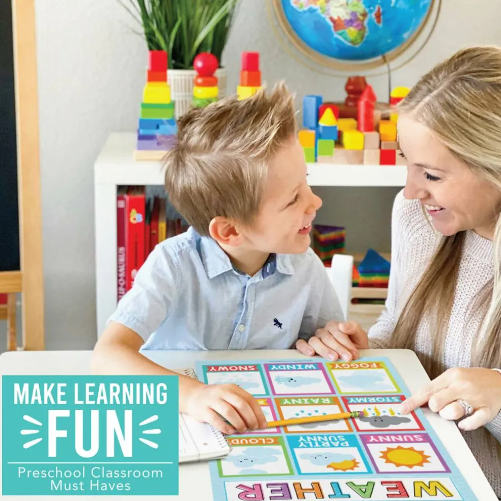 Hadley Designs 11" x 17" Colorful Preschool Educational Laminated Posters for Toddlers Set