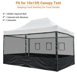 4 Half Mesh Sidewalls for 15x10 Ft Pop Up Canopy Tent w/ Window Food Vendor Fair