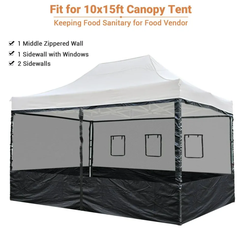 4 Half Mesh Sidewalls for 15x10 Ft Pop Up Canopy Tent w/ Window Food Vendor Fair