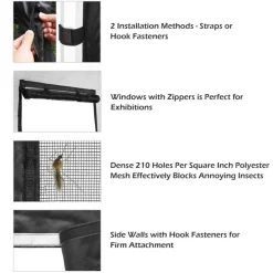 4 Half Mesh Sidewalls for 15x10 Ft Pop Up Canopy Tent w/ Window Food Vendor Fair