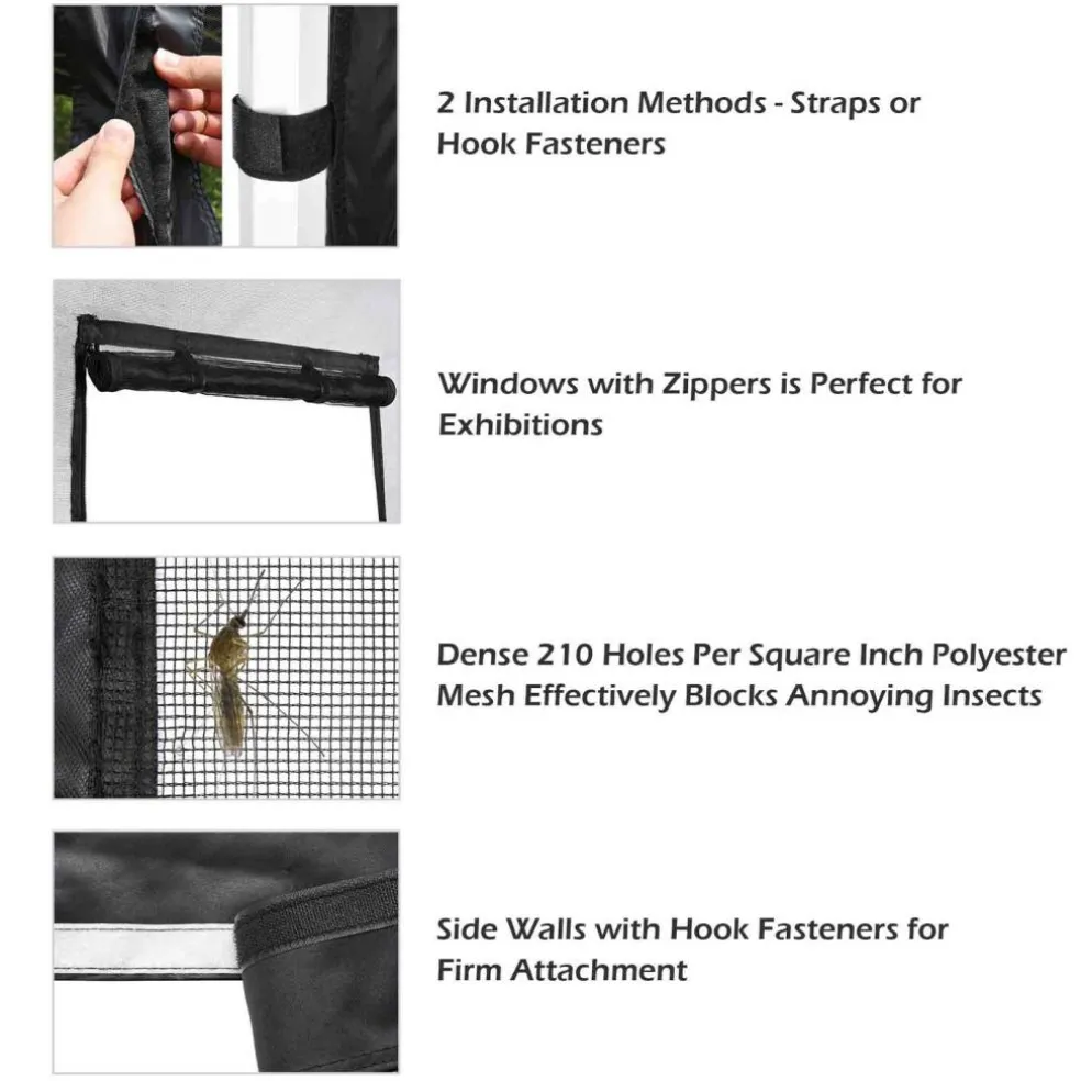 4 Half Mesh Sidewalls for 15x10 Ft Pop Up Canopy Tent w/ Window Food Vendor Fair