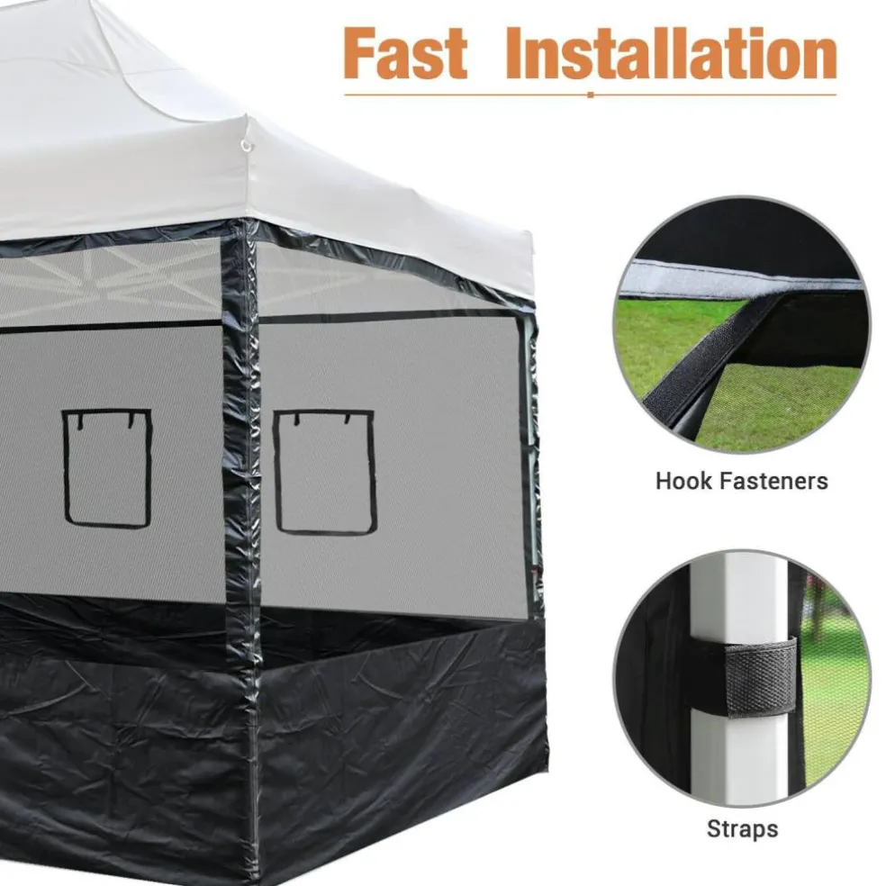 4 Half Mesh Sidewalls for 15x10 Ft Pop Up Canopy Tent w/ Window Food Vendor Fair