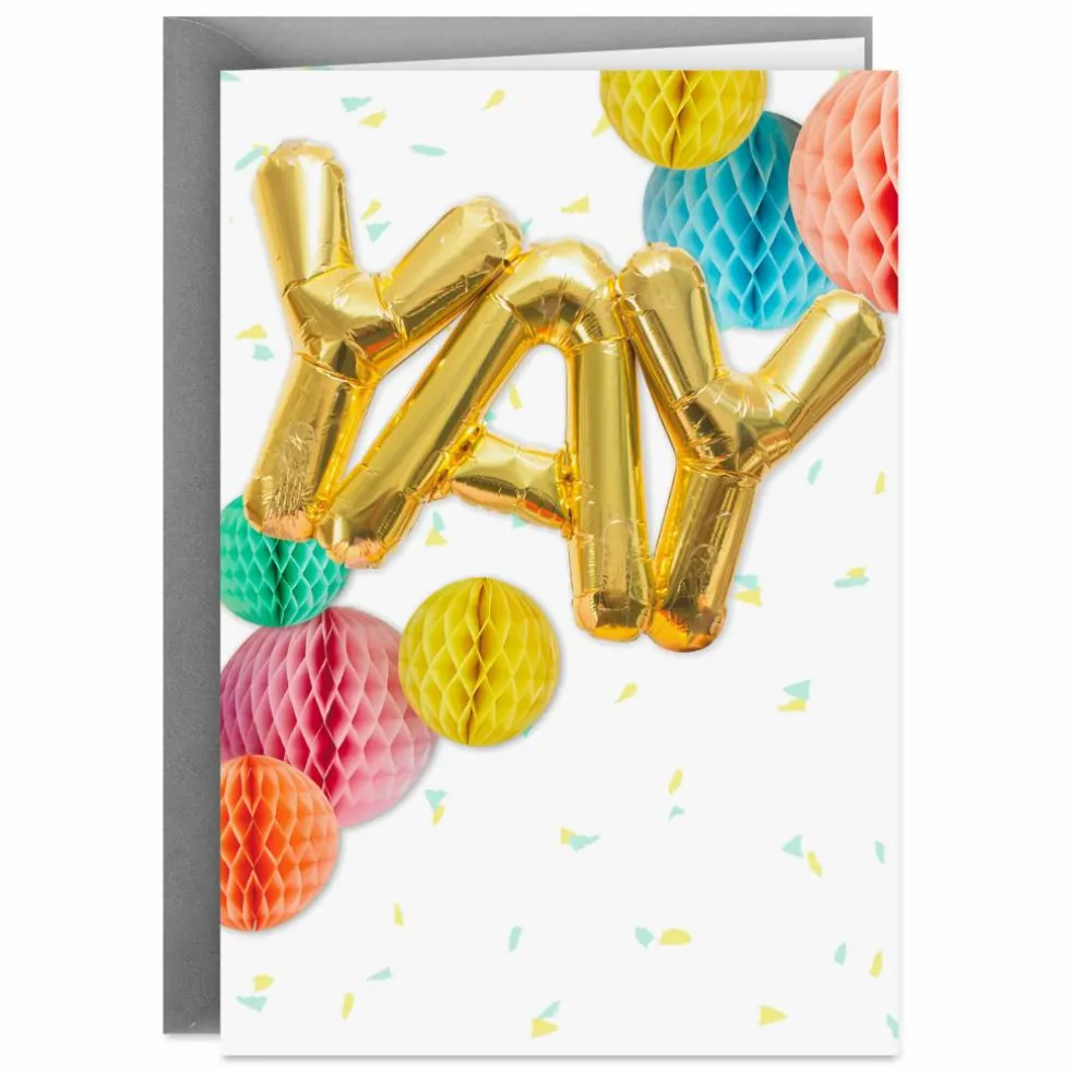 Hallmark Yay Gold Balloons Blank Card