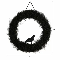 30" Halloween Black Raven Twig Wreath