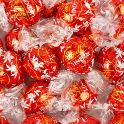 Halloween Candy Gift Tin with Chocolate Lindor Truffles by Lindt Large Plastic Tin with Sticker By Just Candy - Red