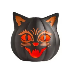 9'' Halloween Classics Plug-In LED Black Cat Jack-O-Lantern