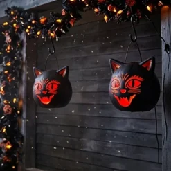 9'' Halloween Classics Plug-In LED Black Cat Jack-O-Lantern