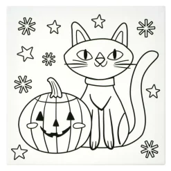 Halloween Color Your Own Black Cat & Jack-O'-Lantern Canvas Painting Kit by Creatology™