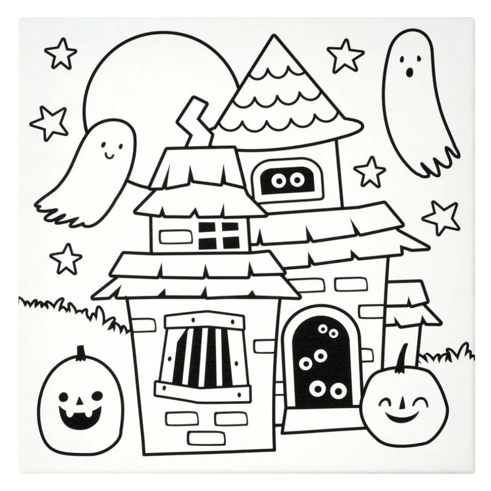 Halloween Color Your Own Ghost & Haunted House Canvas Painting Kit by Creatology™