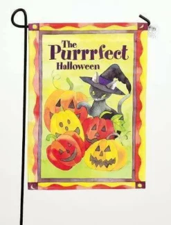 Halloween Day Glow Kitty Cat Garden Flag