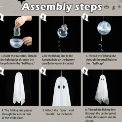 Halloween Decorations outdoor/indoor-3pcs Hanging Ghost Decor with Light,Halloween Ornaments,Hallowee n Decor for Porch,Tree,Yard,Window,Garden