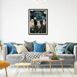 Halloween Diamond Art Painting Kits for Adults, Ghost Starry Sky 5D Diamond Painting Kit for Beginners, Full Round Drill Gem Art DIY Craft, Halloween Home Wall Decor Gift 12x16 Inch
