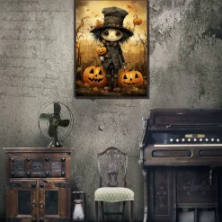 Halloween Diamond Painting Kit for Adults 12x16 Inch, 5D Full Round Drill Horror Boy & Pumpkins Diamond Art Set, DIY Paint by Diamonds Wall & Holiday Home Decor