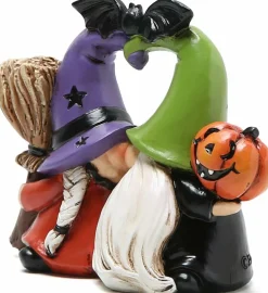 Halloween Gnomes Decorations – Handmade Scandinavian Gnome Ornaments, Pumpkin & Bat Figurines, Home & Office Table Décor
