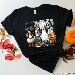 Halloween Goose in Costume T-Shirt, Spooky Fall Geese Tee for Bird Enjoyers