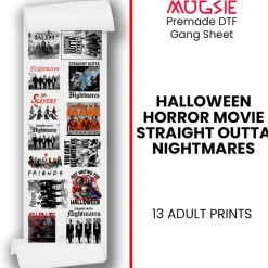 Halloween Horror Movie Straight Outta Nighmare DTF Transfer 22x60 Direct-to-Film Gang Sheets
