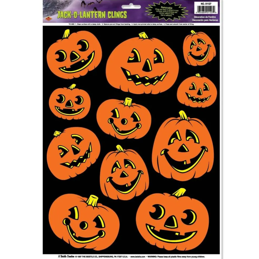 Halloween Jack-O-Lantern Clings 11/Pkg