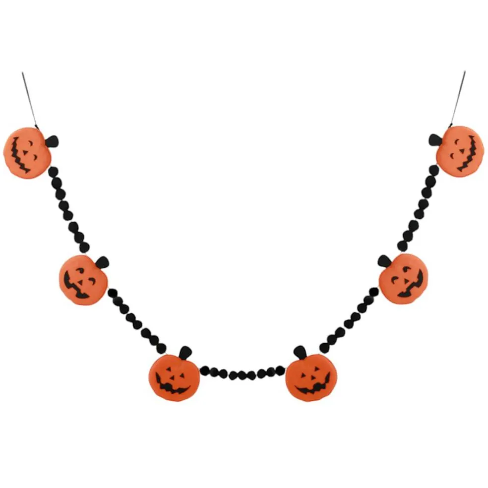 6' Halloween Jack‑o'-Lantern Garland – Orange & Black Playful Garland