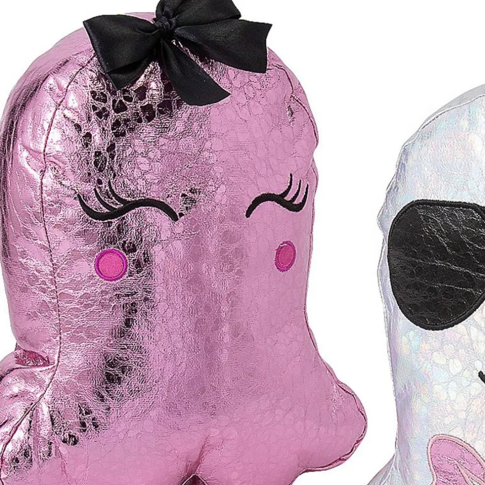 Halloween Metallic Polyester Ghost Pillows Set for Spooky Home Decoration
