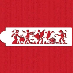 Halloween Monster Cake Stencil Side: Witch, Dracula, Ghost, Werewolf, Frankenstein | C460 by Designer Stencils | Cake Decorating Tools |