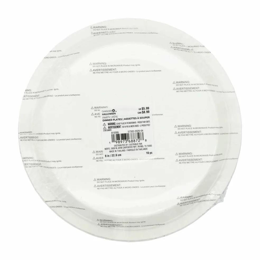 9" Halloween Orange & Black Striped Dinner Plates, 10ct. by Celebrate It™
