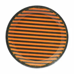 9" Halloween Orange & Black Striped Dinner Plates, 10ct. by Celebrate It™