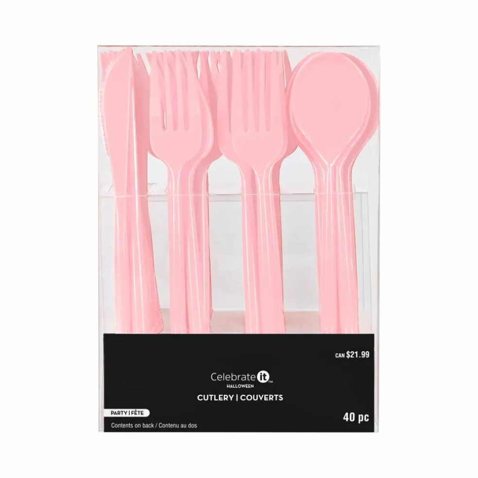 Halloween Pink Plastic Cutlery, 40ct. by Celebrate It™