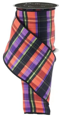 Halloween Plaid Ribbon 4 Inch x 10 Yards-LS1295YR