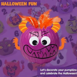 Halloween Pumpkin Painting Kit for Kids – DIY Arts & Crafts Set with Paints, Brushes, Foam Stickers, Tattoo Stickers & Decorations – Halloween Party Activities, Classroom Games & Party Favors