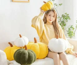 Halloween Pumpkin Plush Throw Pillow - 7.5 inches (Dark Green)