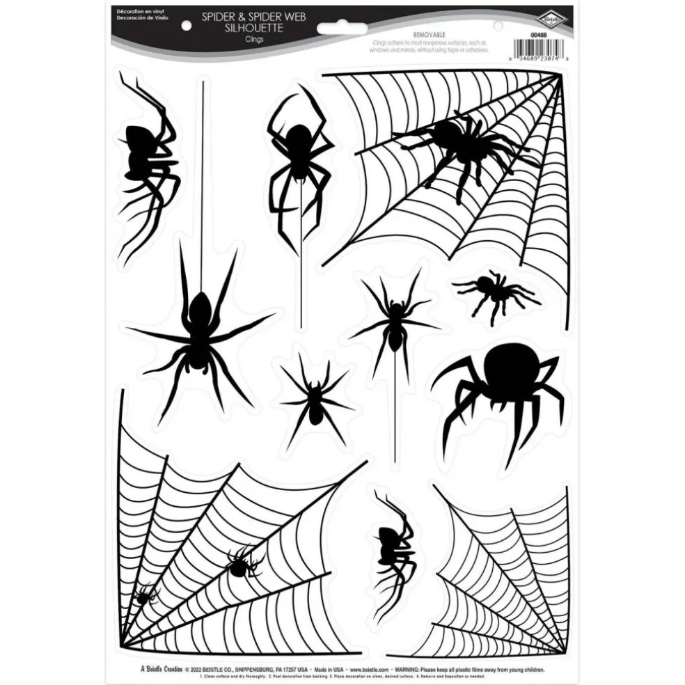 Halloween Spider & Spider Web Silhouette Clings