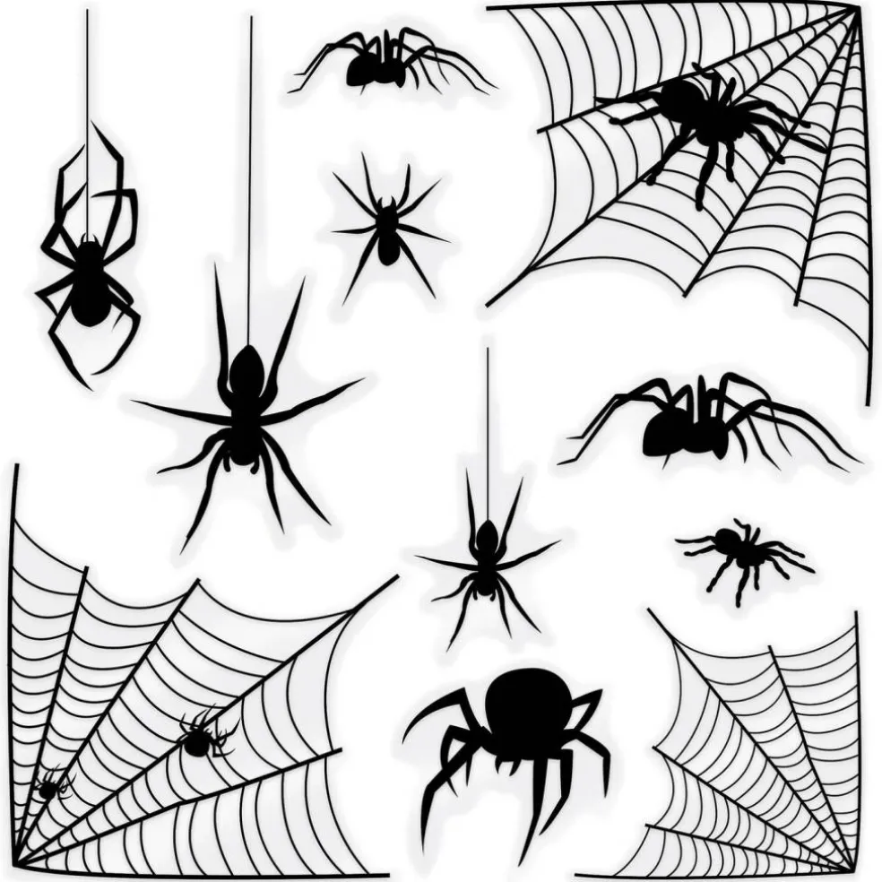 Halloween Spider & Spider Web Silhouette Clings