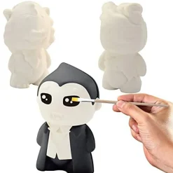Halloween Squishy Coloring Craft Kit with 6 Different Characters, 3 Paints and Paint Tubs, Art & Craft Kit DIY Toy Set Make Your Own Halloween Squishy Friends