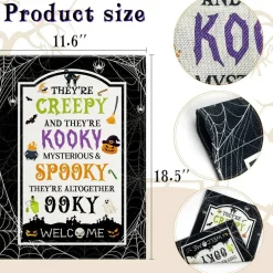 Halloween Welcome Garden Flag 12x18 Inch, Trick or Treat Outdoor Yard Banner Double Sided Spooky Porch Lawn Decor, Durable Spun Polyester Halloween Party Decorations for Indoor & Outdoor Use