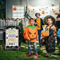 Halloween Welcome Garden Flag 12x18 Inch, Trick or Treat Outdoor Yard Banner Double Sided Spooky Porch Lawn Decor, Durable Spun Polyester Halloween Party Decorations for Indoor & Outdoor Use