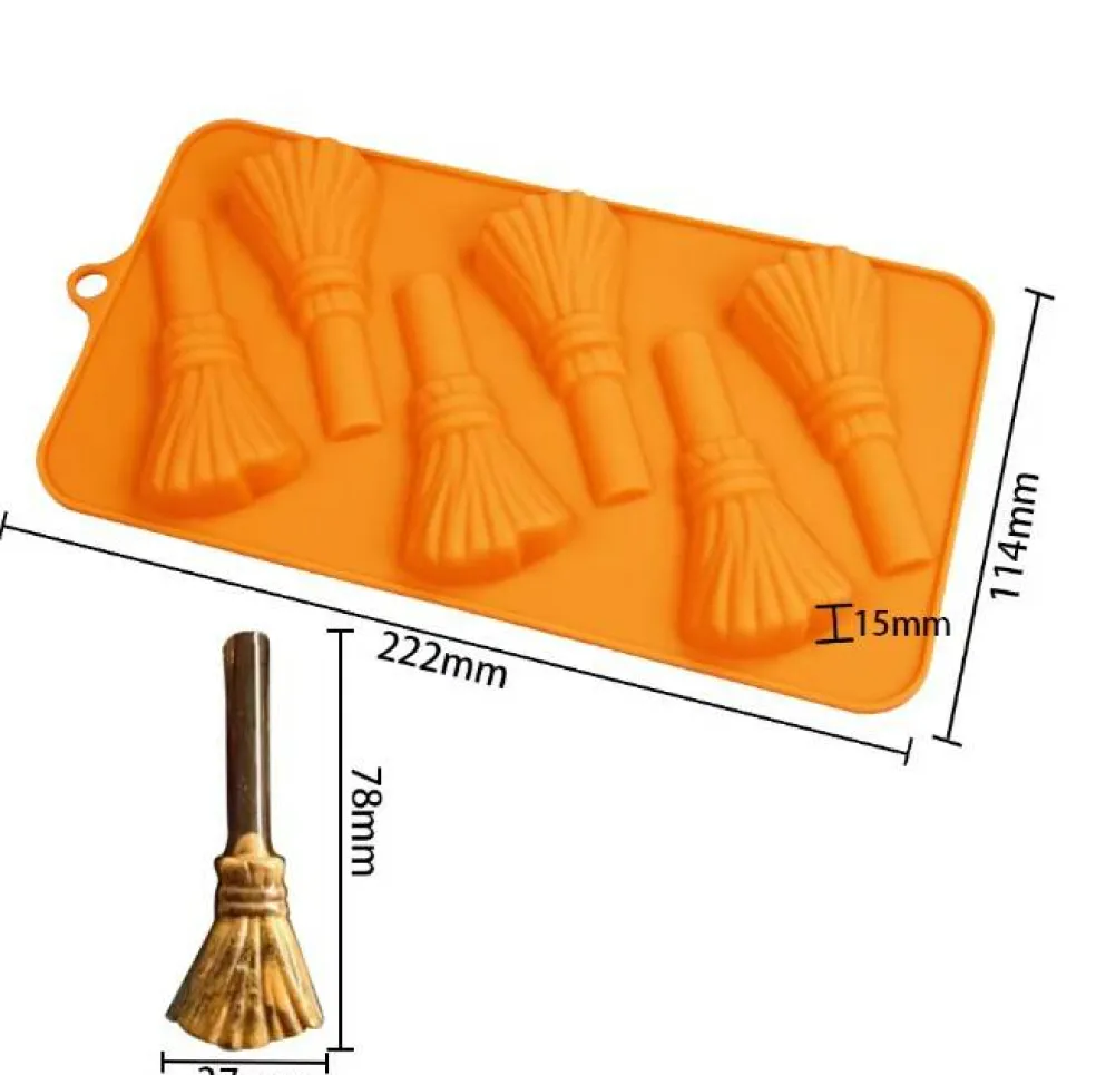 Halloween Witch Broom Silicone Chocolate Mold 6 Cavity