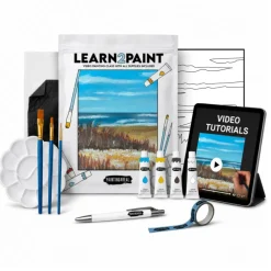 Hamptons Shore Painting4Real Art Paint by Video Kit for Adults – Learn to Paint Hamptons Shore with Video Tutorials – 9 Pieces Acrylic Paint Set for Adults – Perfect for Beginners Holiday Gift, Birthday for Art Lovers