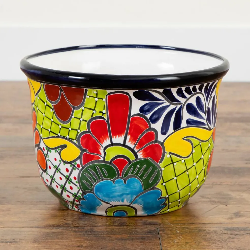 12.5" Handmade Mexican Talavera Ceramic Planter