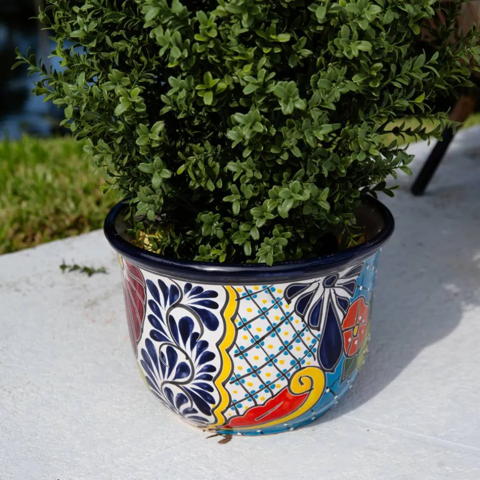 12.5" Handmade Mexican Talavera Ceramic Planter