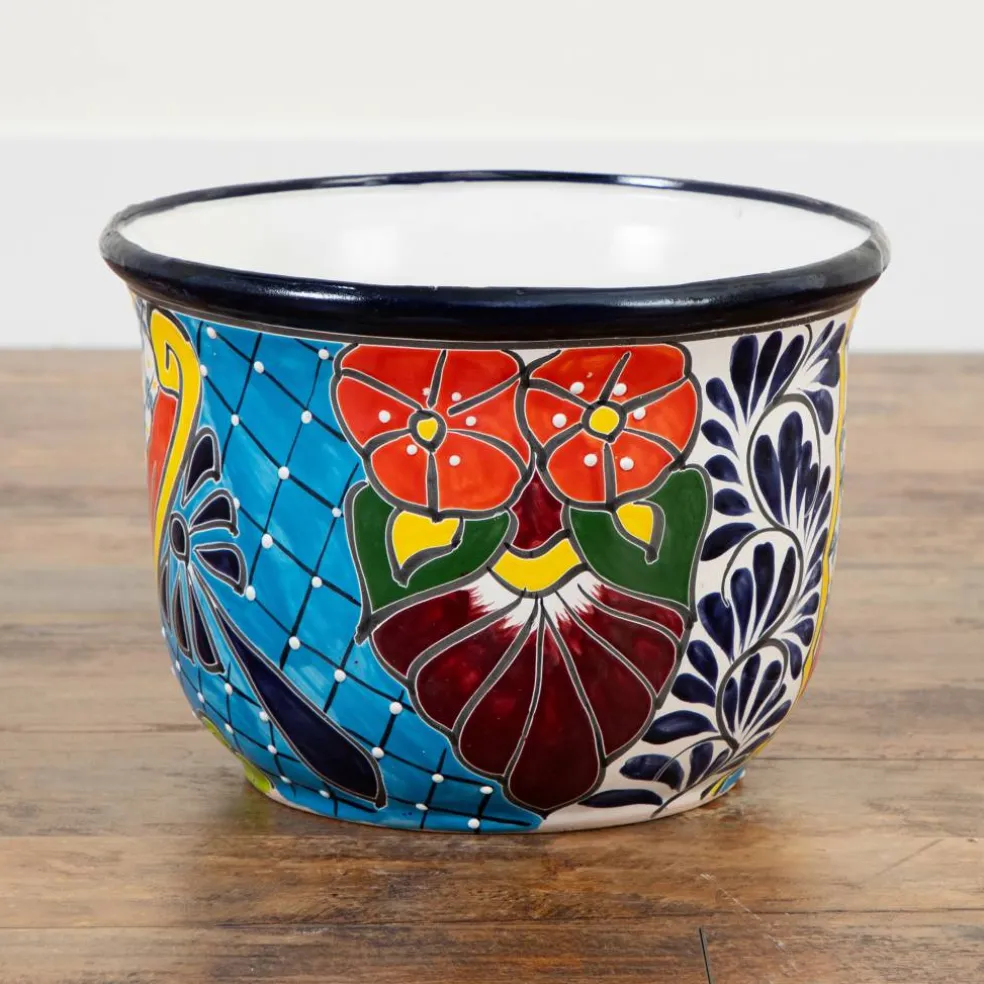 12.5" Handmade Mexican Talavera Ceramic Planter