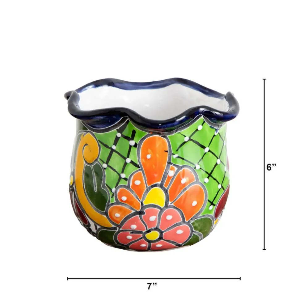 7" Handmade Mexican Talavera Ceramic Planter