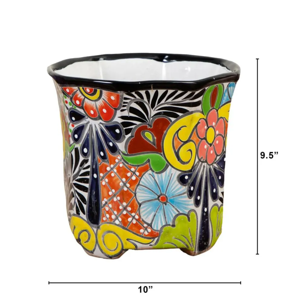10" Handmade Mexican Talavera Ceramic Planter